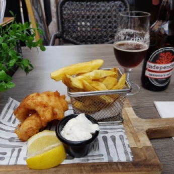 A smaller pub offered a wonderful fish and chips with a red ale.